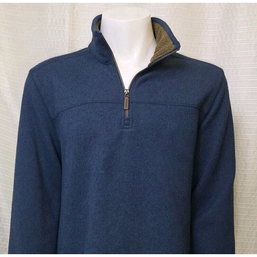 GH Bass 1/4 Zip Pullover Sweater Fleece Mock Sherpa Lined Collar Blue Men's XL